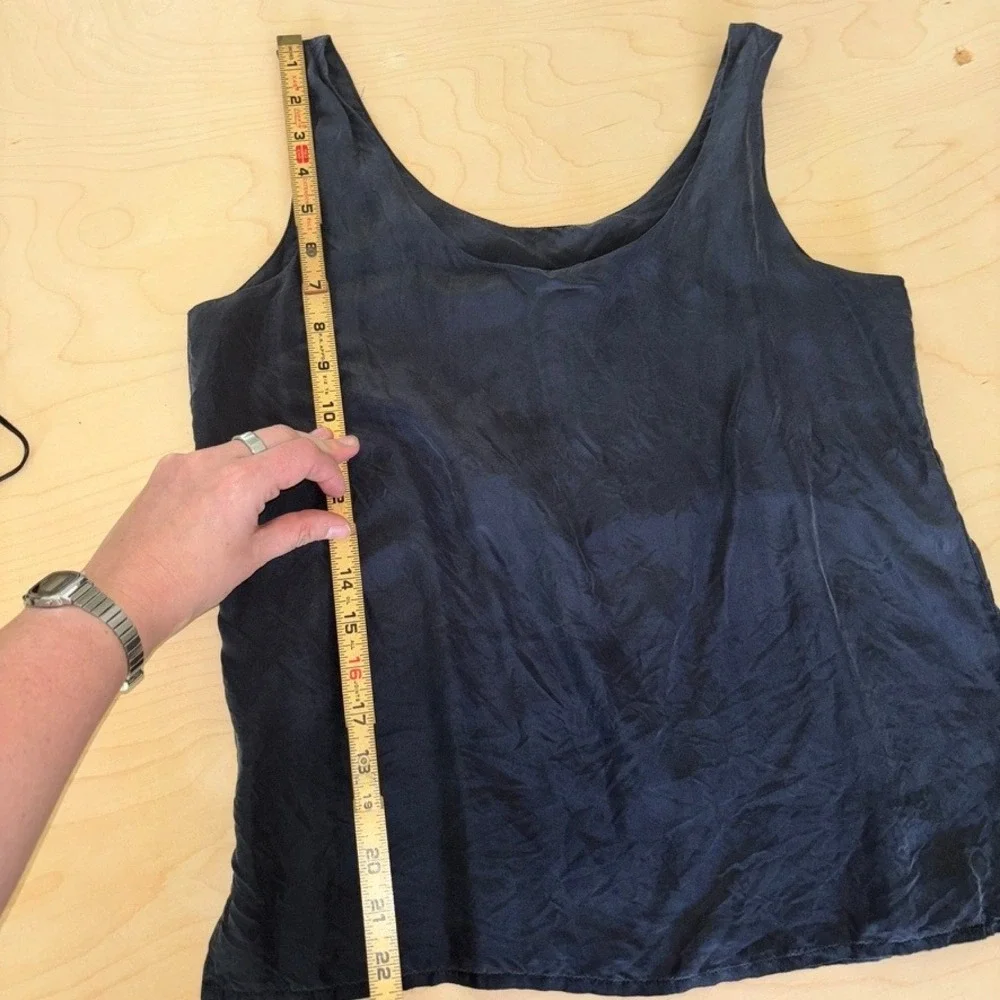 Express Tank Top Women Sz S Black Silk Scoop Neck Minimalist Sleeveless Blouse - Picture 9 of 9
